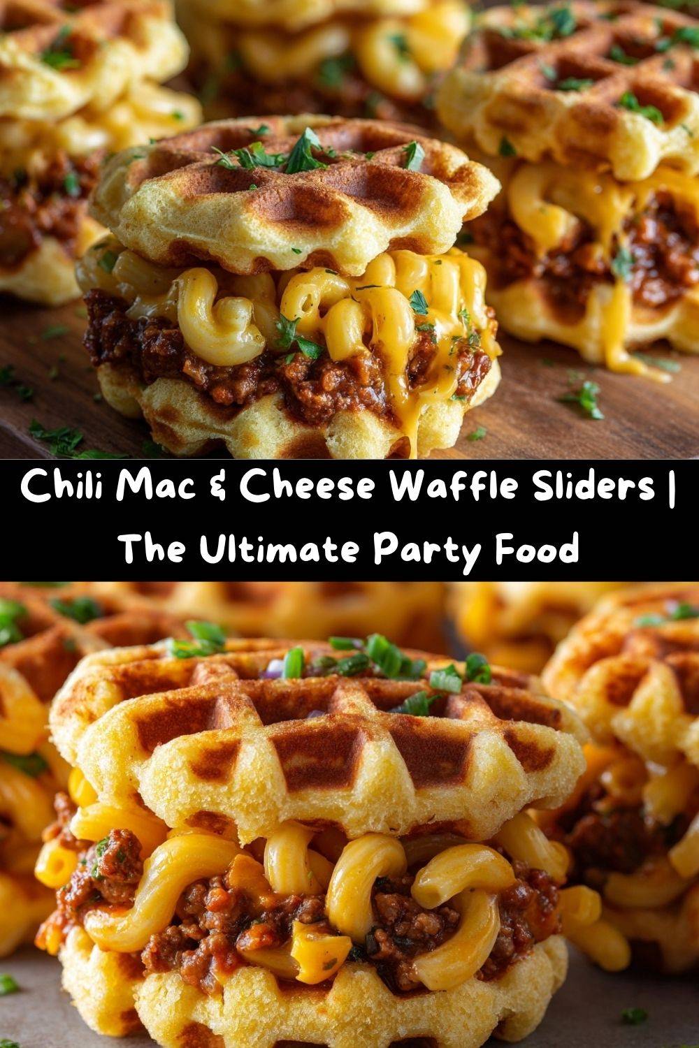 Chili Mac and Cheese Waffle Sliders