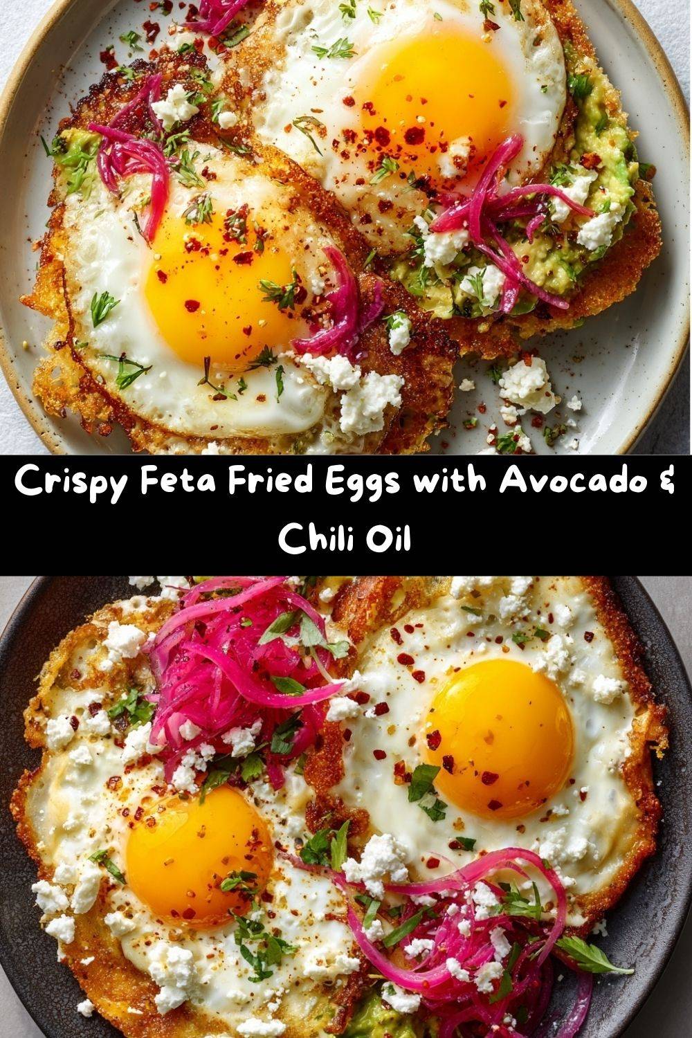 Crispy Feta Fried Eggs with Avocado & Chili Oil