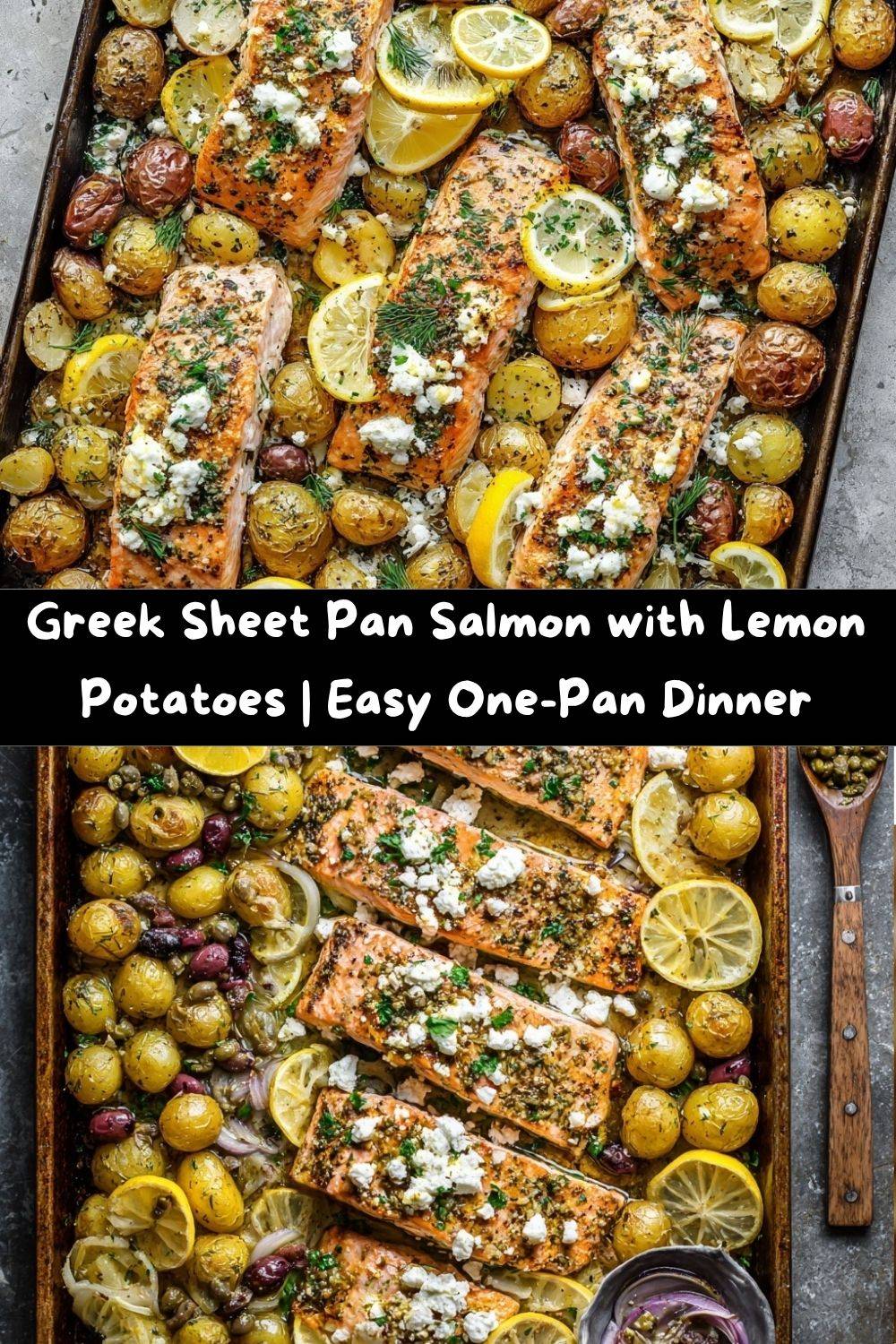 Greek Sheet Pan Salmon with Lemon Potatoes