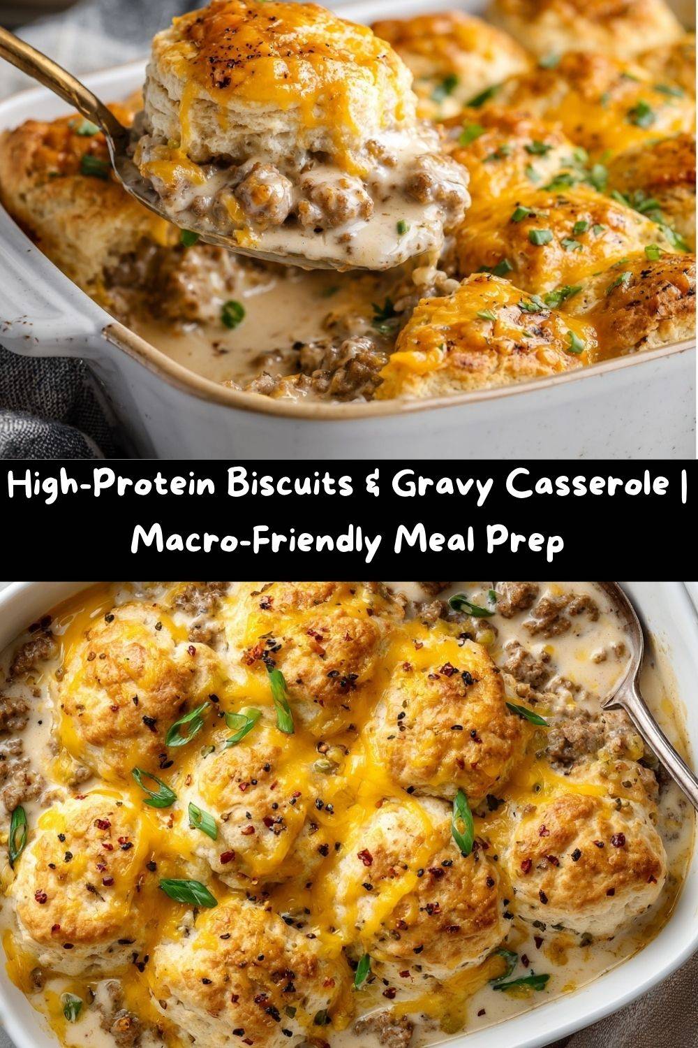 High-Protein Biscuits and Gravy Casserole