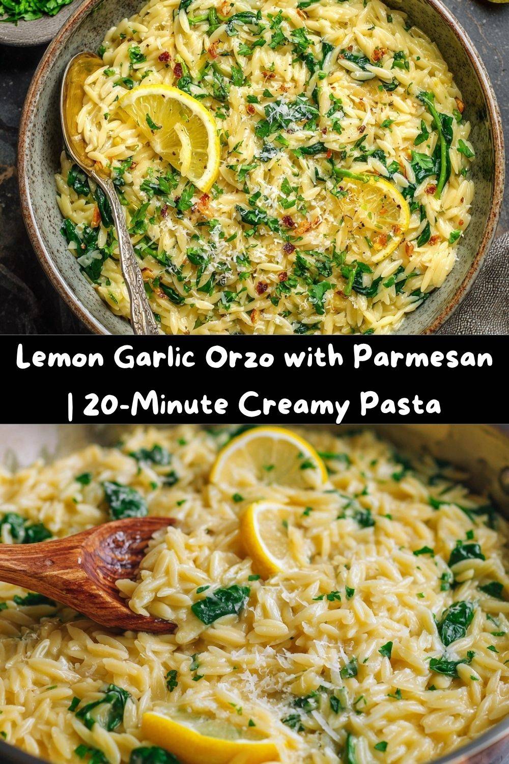 Lemon Garlic Orzo with Parmesan