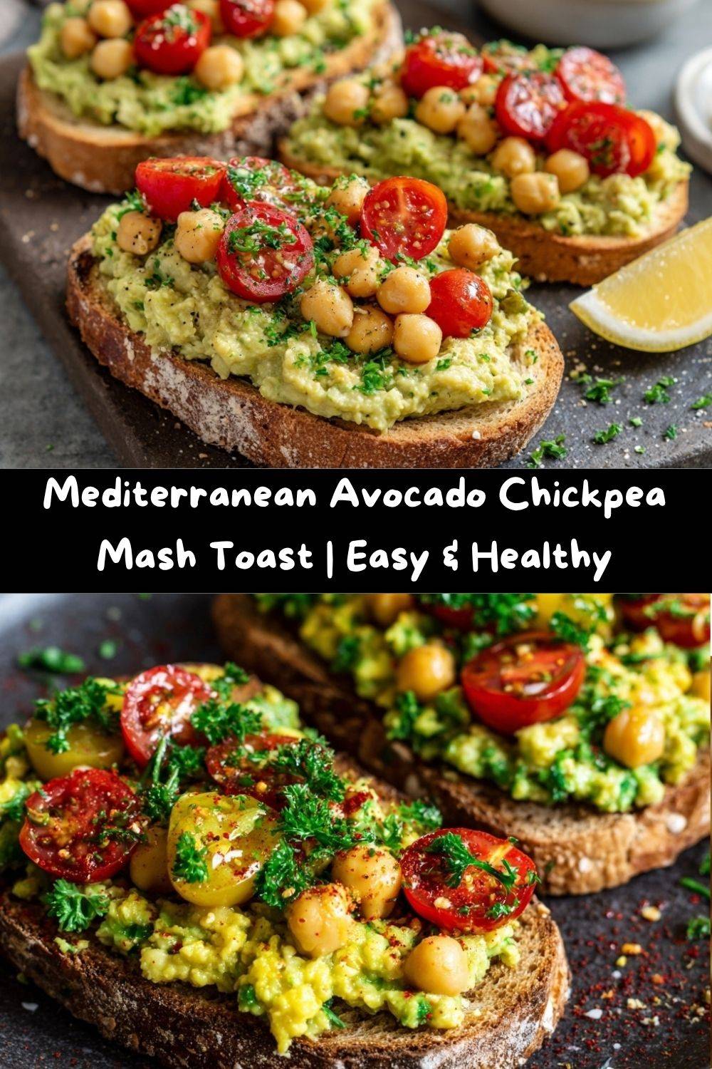 Mediterranean Avocado Chickpea Mash Toast