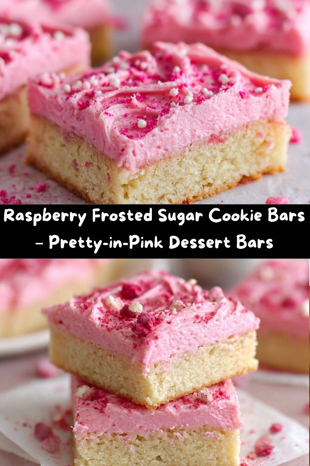 Raspberry Frosted Sugar Cookie Bars