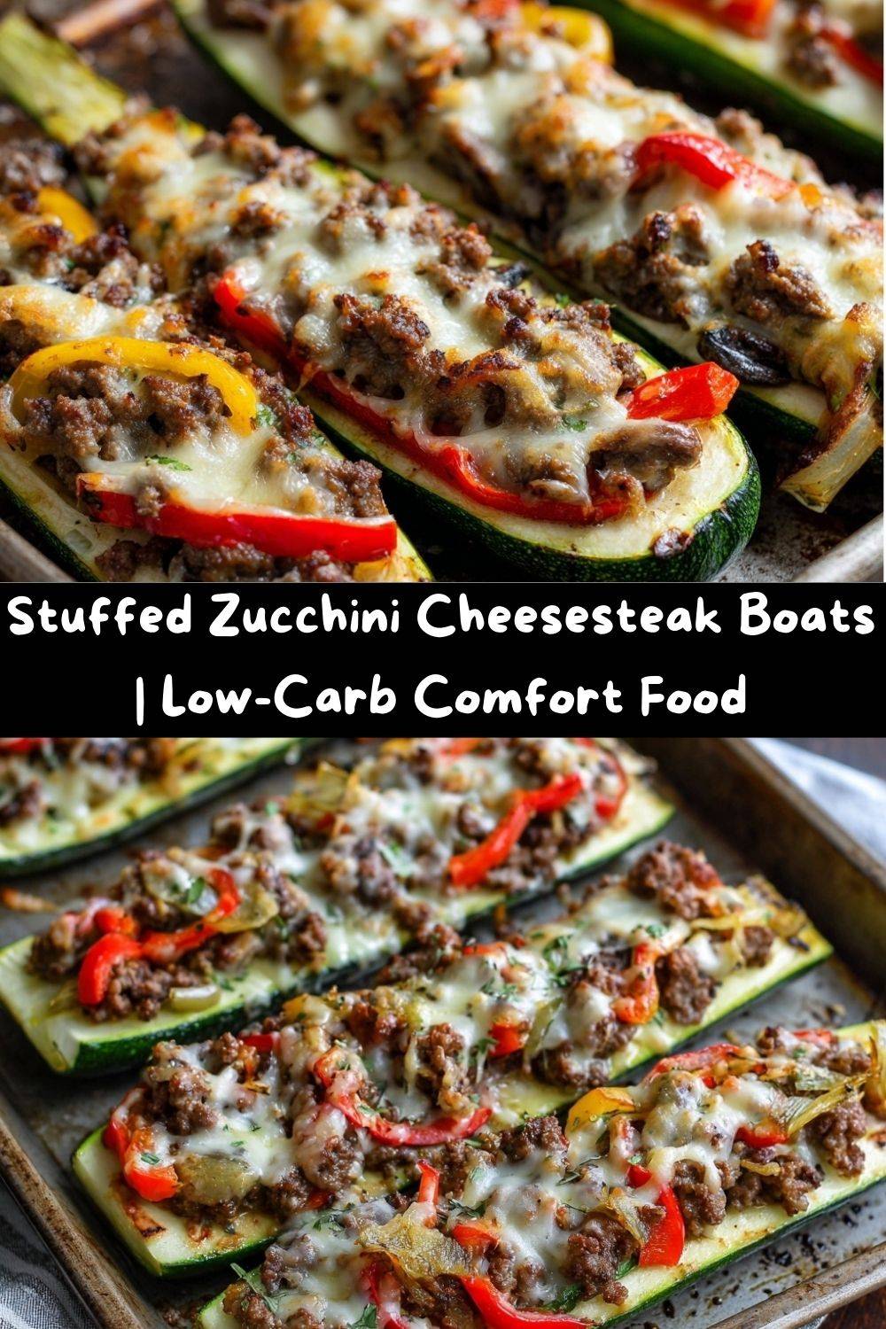 Stuffed Zucchini Cheesesteak Boats