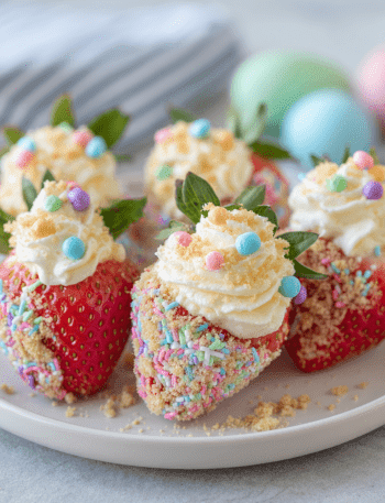 Easter Cheesecake-Stuffed Strawberries
