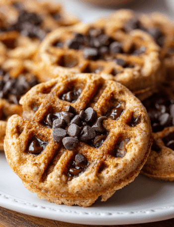 Peanut Butter & Sugar-Free Chocolate Chip Chaffle Cookies
