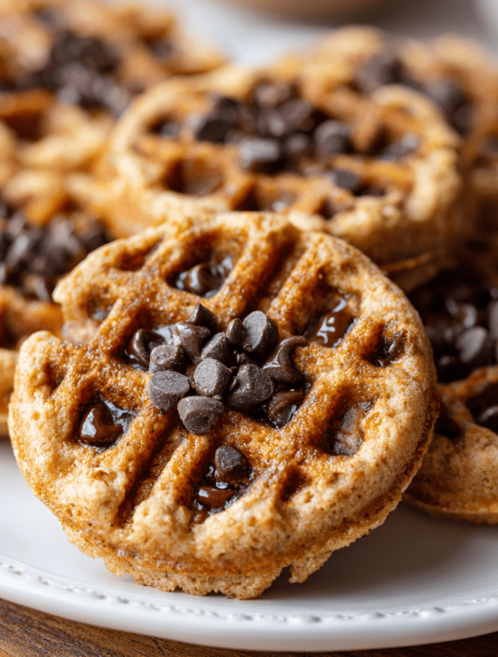 Peanut Butter & Sugar-Free Chocolate Chip Chaffle Cookies