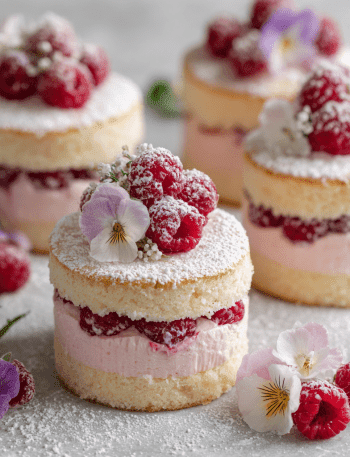 Pretty Pink Raspberry Vanilla Mini Cakes