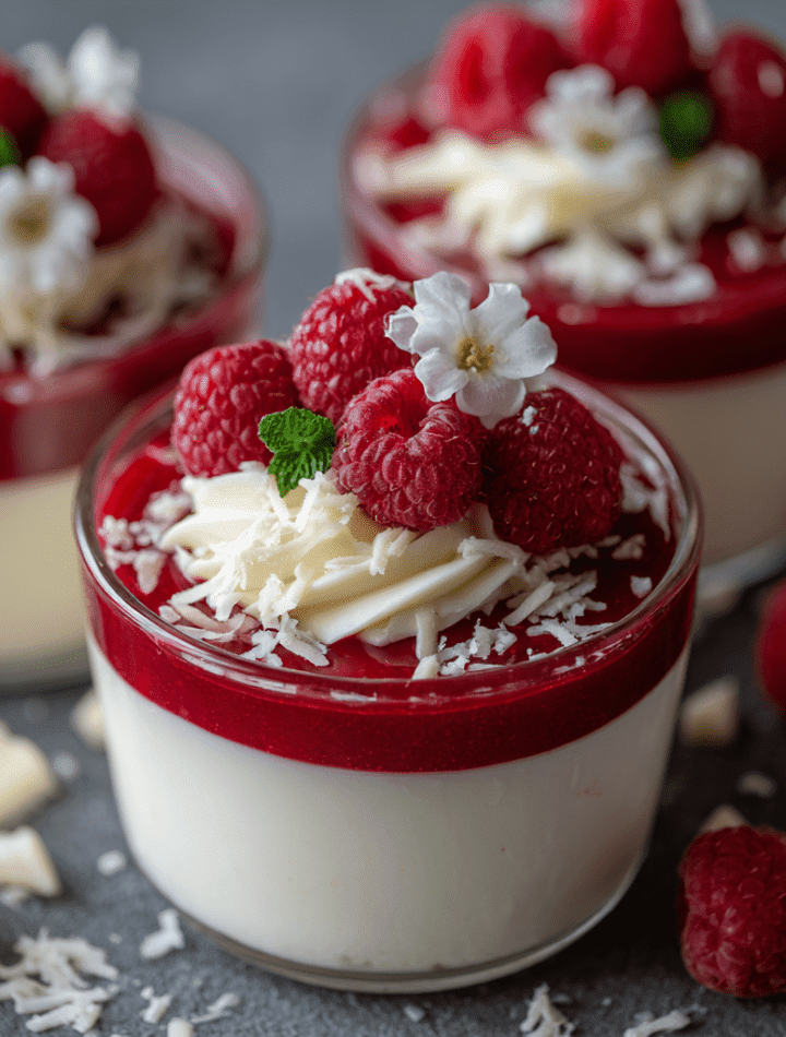 White Chocolate Raspberry Mousse Cups