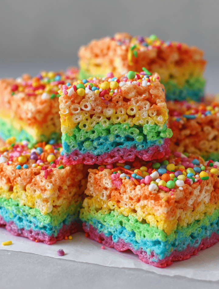 Rainbow Krispie Squares