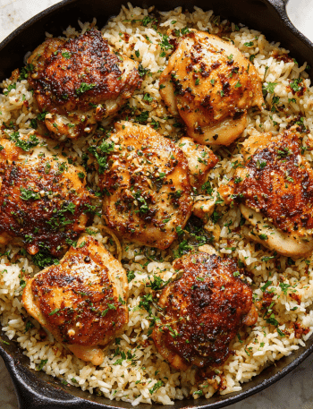 Garlic Butter Chicken and Rice Skillet