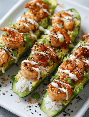Shrimp Avocado Cucumber Boats