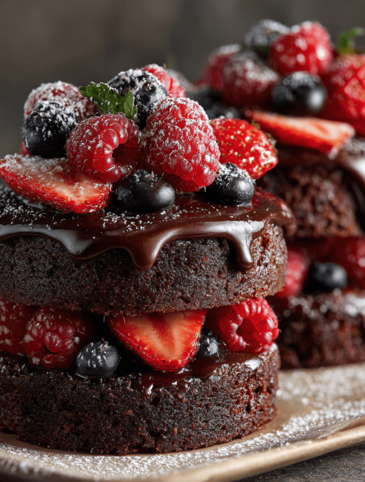 Mini Double Chocolate Berry Cakes
