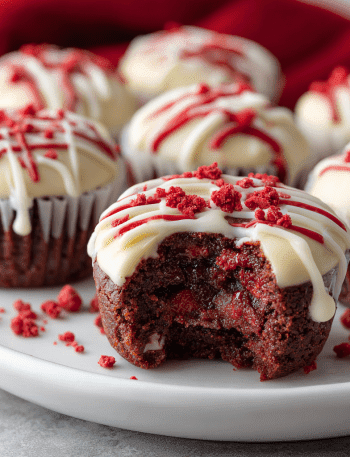 Red Velvet Truffle Brownie Bites