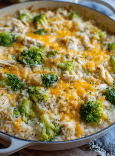 Chicken and Broccoli Cheddar Rice Bake