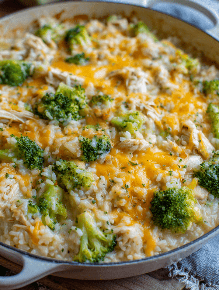 Chicken and Broccoli Cheddar Rice Bake