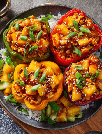 Sweet & Sour Chicken-Stuffed Bell Peppers
