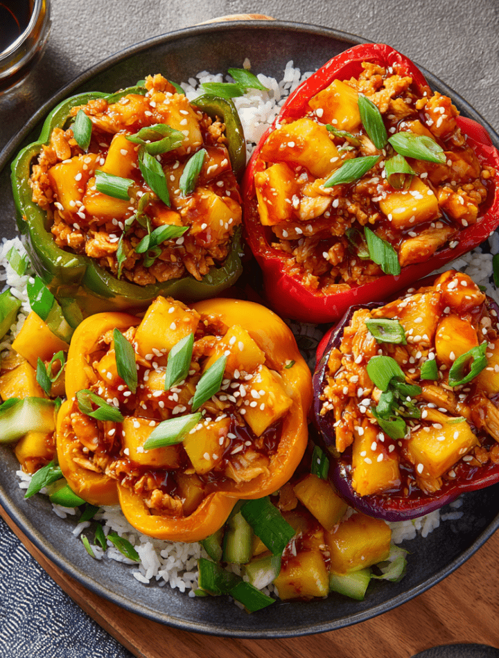 Sweet & Sour Chicken-Stuffed Bell Peppers
