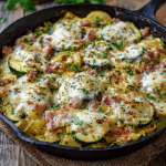 Cheesy Zucchini & Ham Skillet Bake