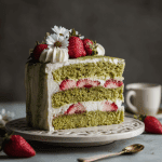 Matcha Layer Cake with Strawberry Filling