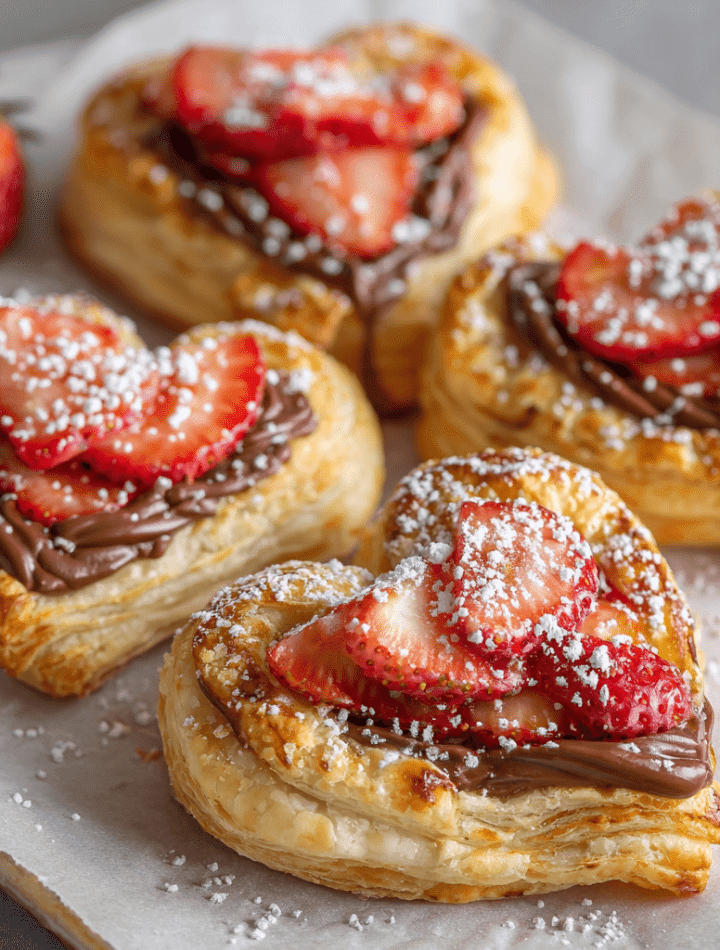 Strawberry Nutella Puff Pastry Hearts