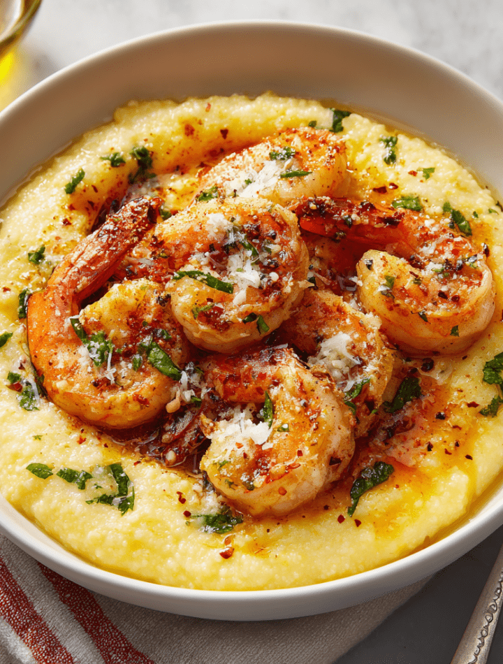 Garlic Butter Shrimp with Creamy Polenta