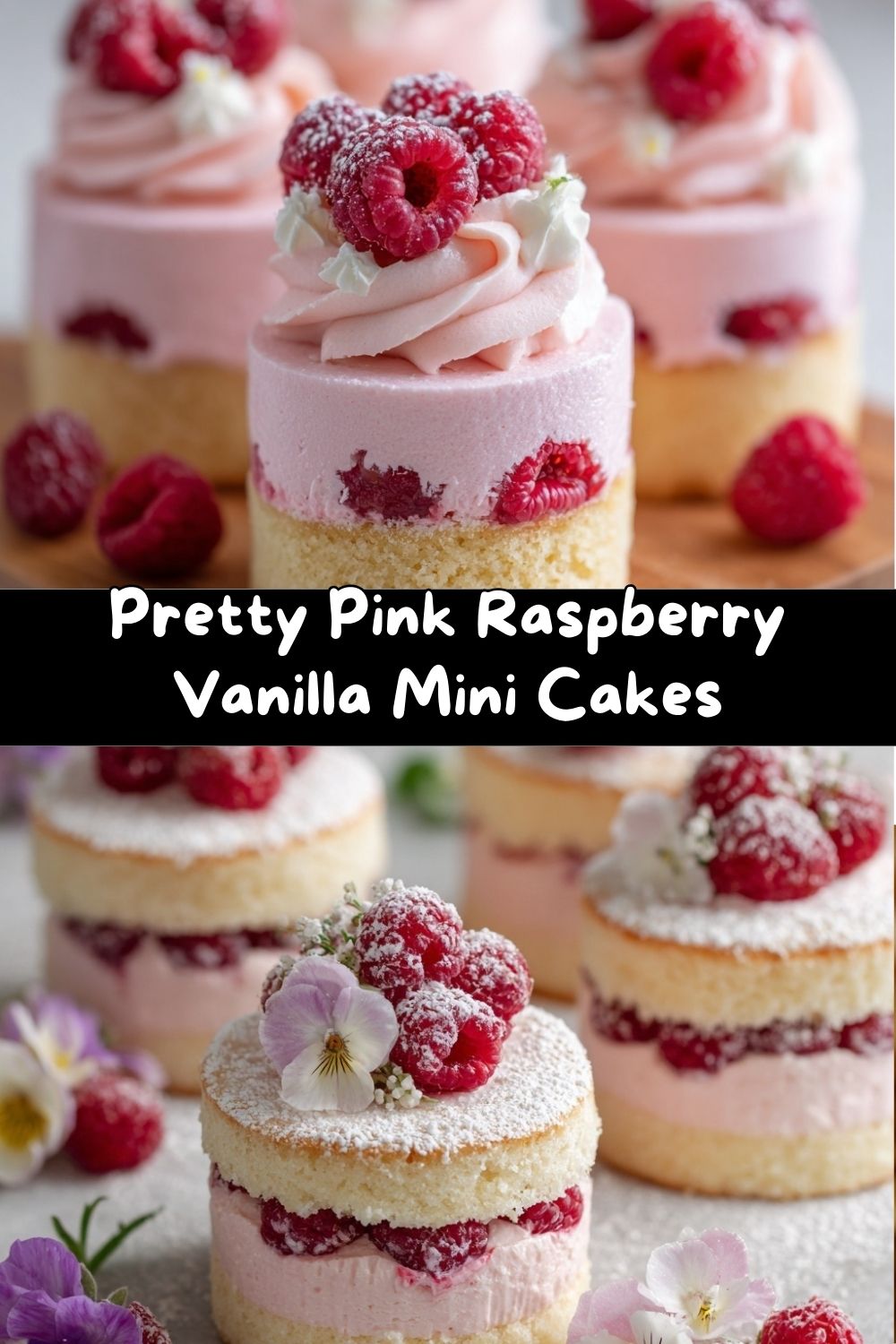 Pretty Pink Raspberry Vanilla Mini Cakes