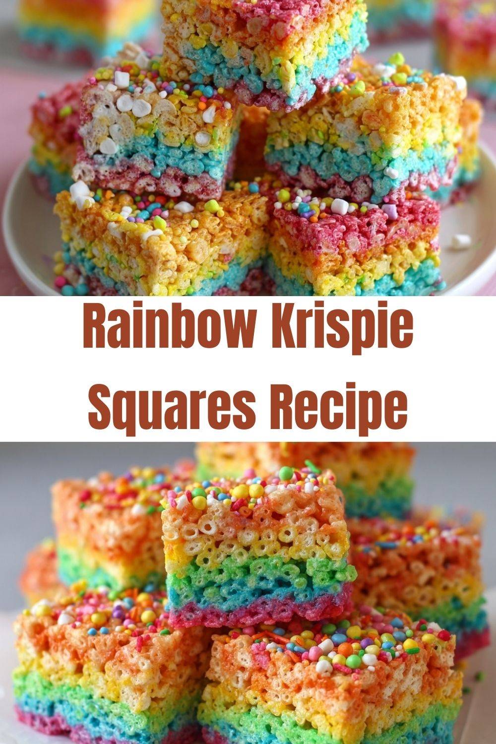 Rainbow Krispie Squares