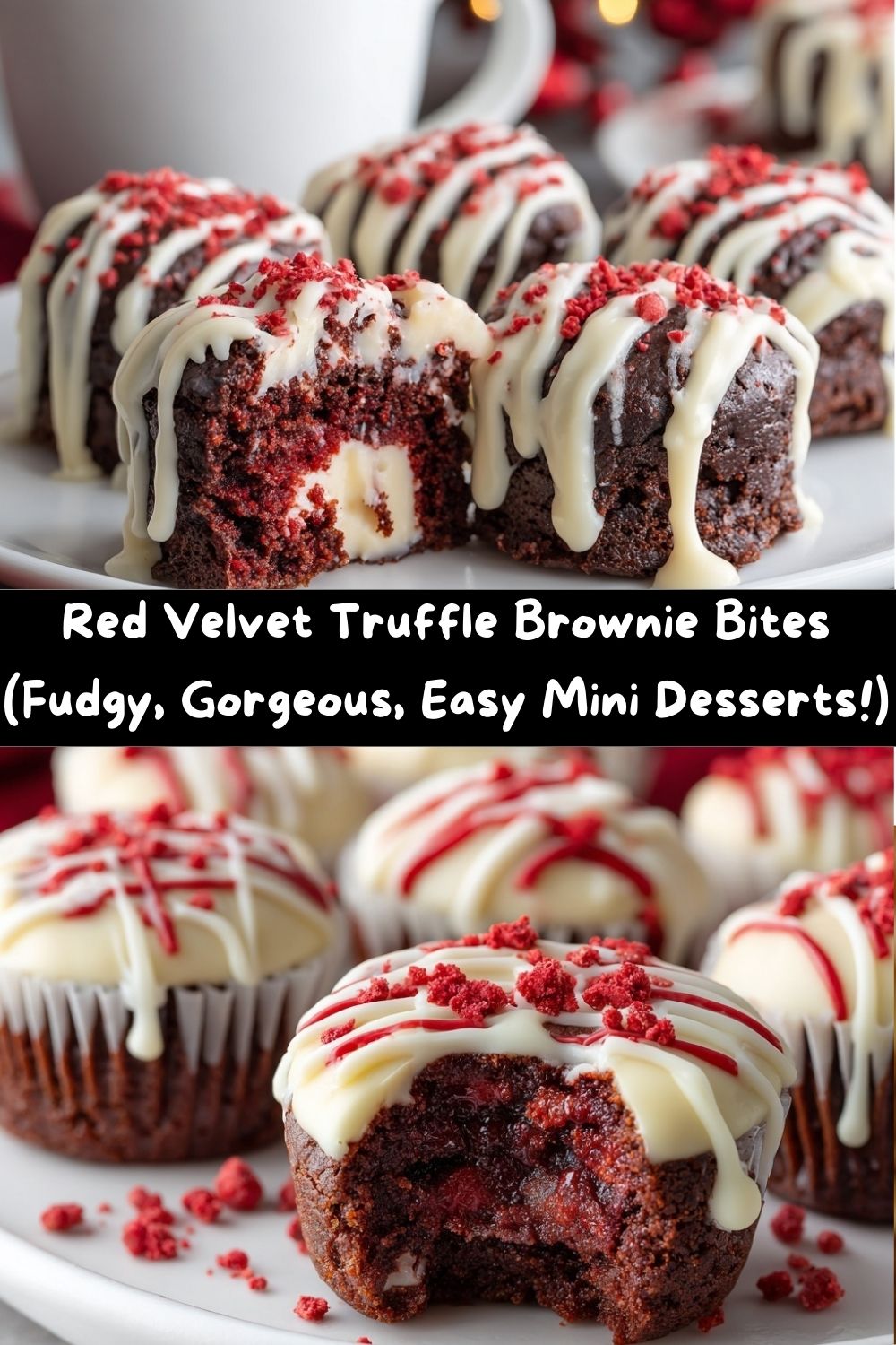 Red Velvet Truffle Brownie Bites