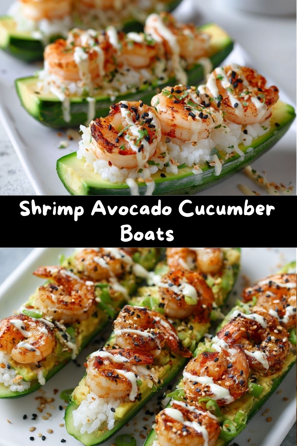 Shrimp Avocado Cucumber Boats