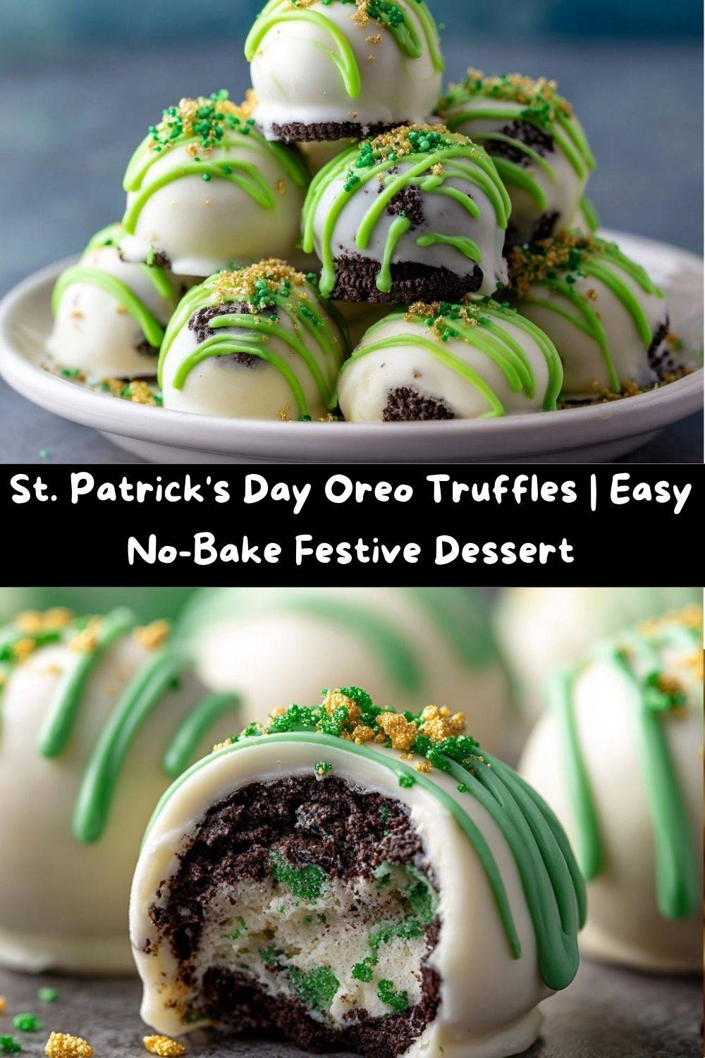 St. Patrick’s Day Oreo Truffles with Green Drizzle
