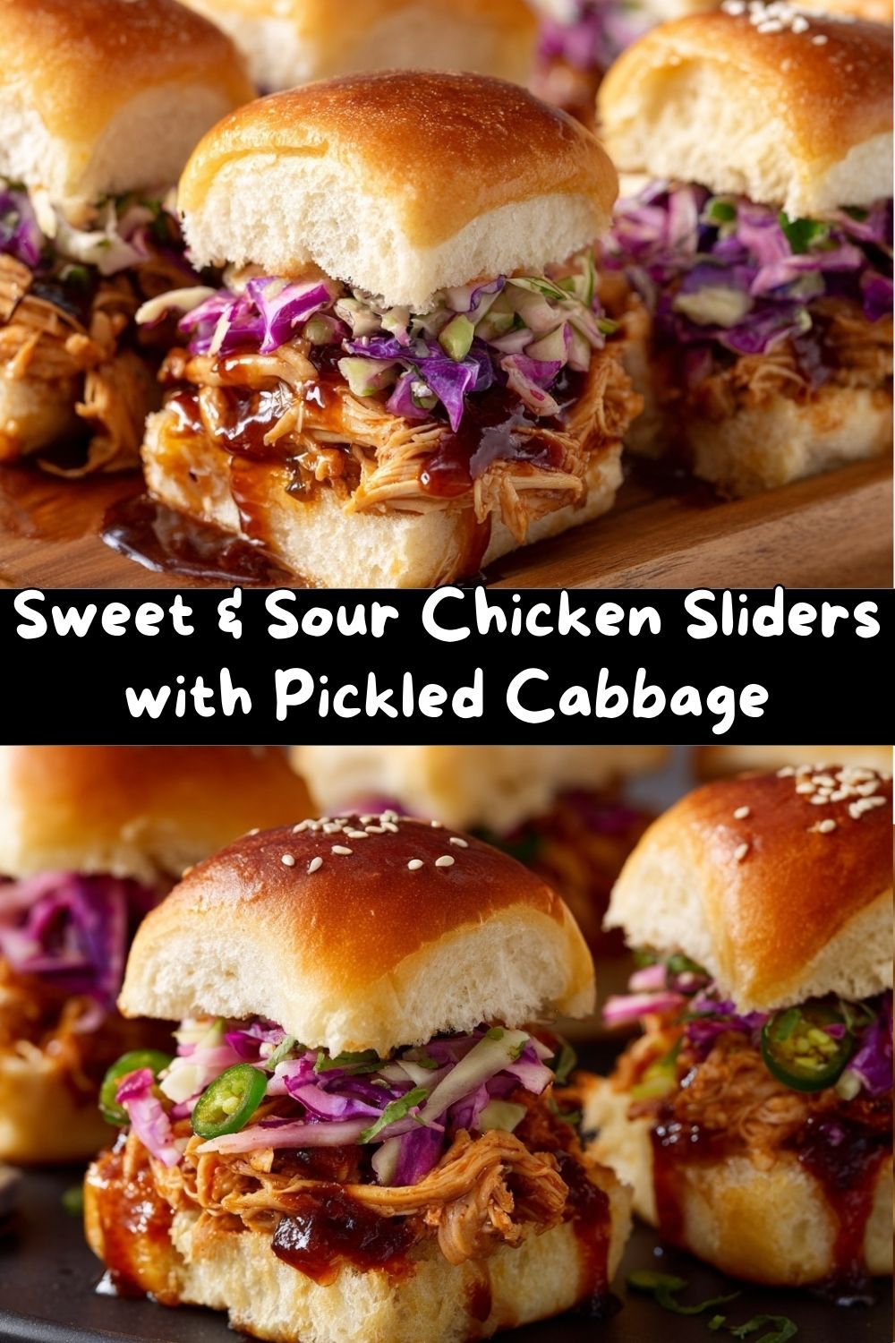 Sweet & Sour Chicken Sliders with Pickled Cabbage
