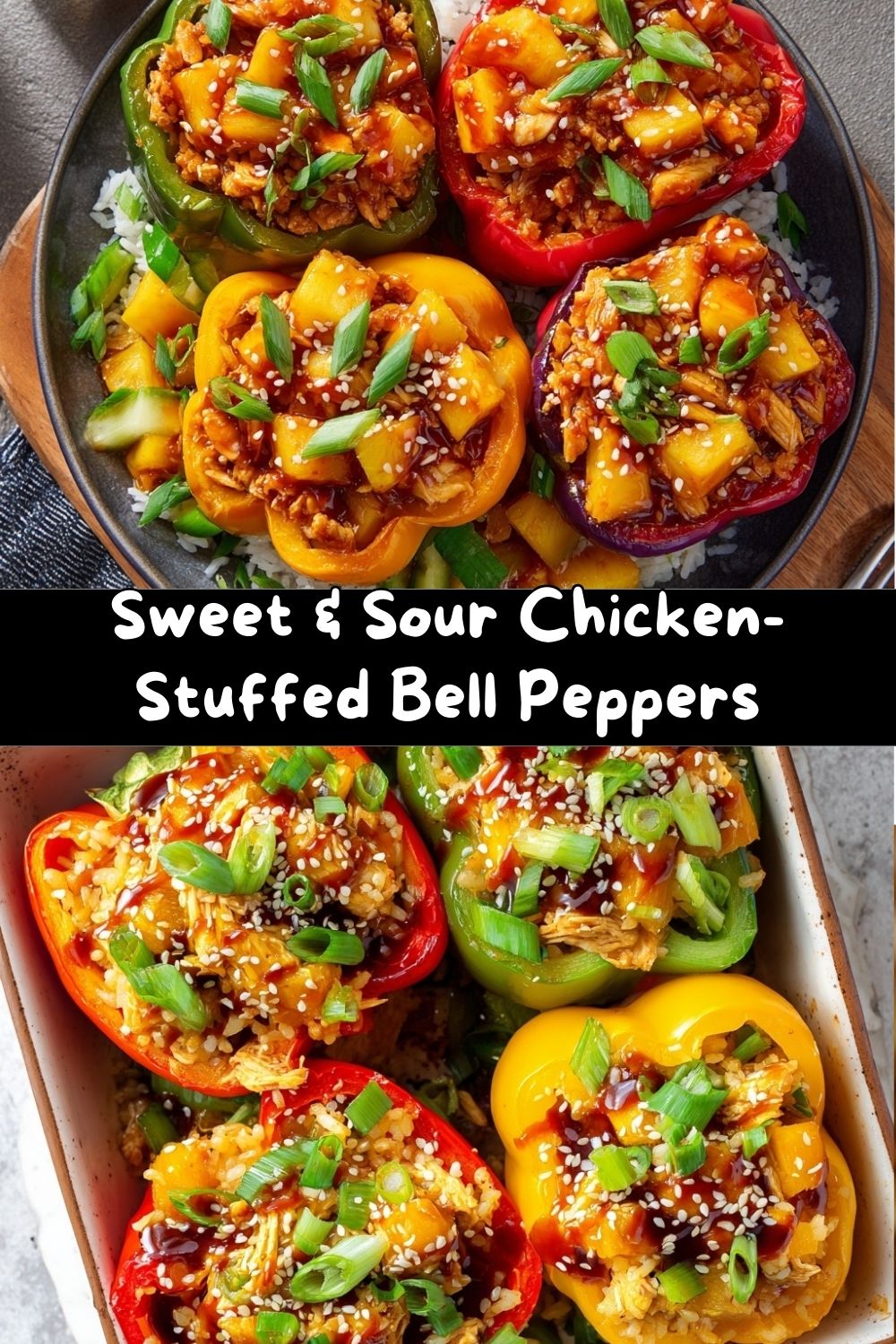 Sweet & Sour Chicken-Stuffed Bell Peppers