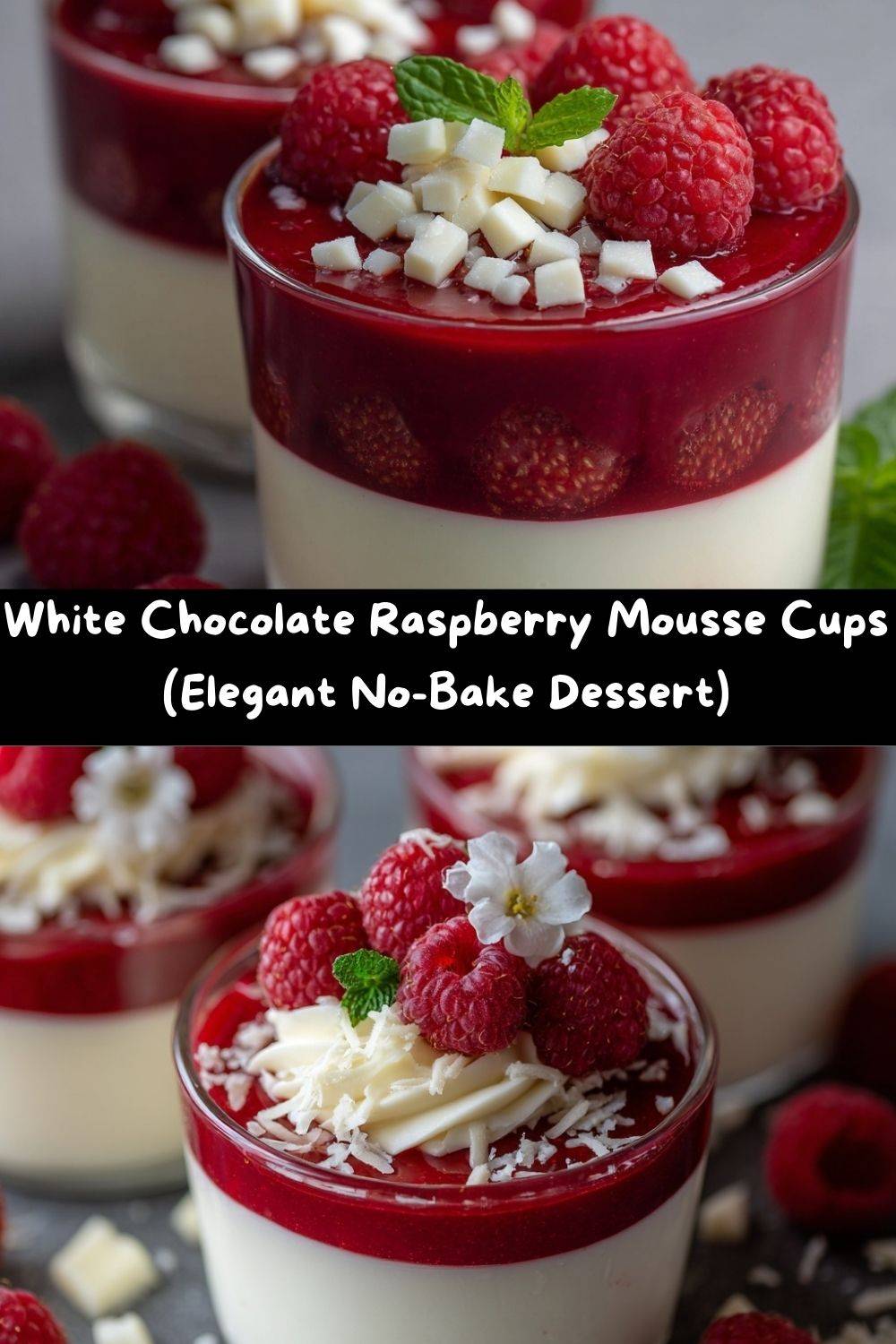 White Chocolate Raspberry Mousse Cups