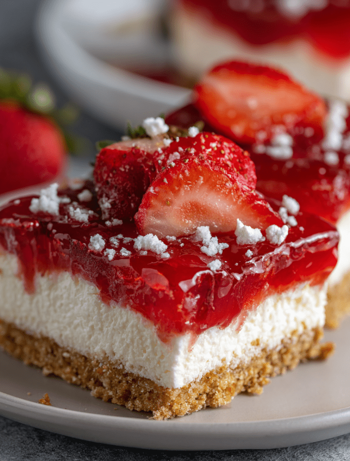 Strawberry Jello Cheesecake Bars