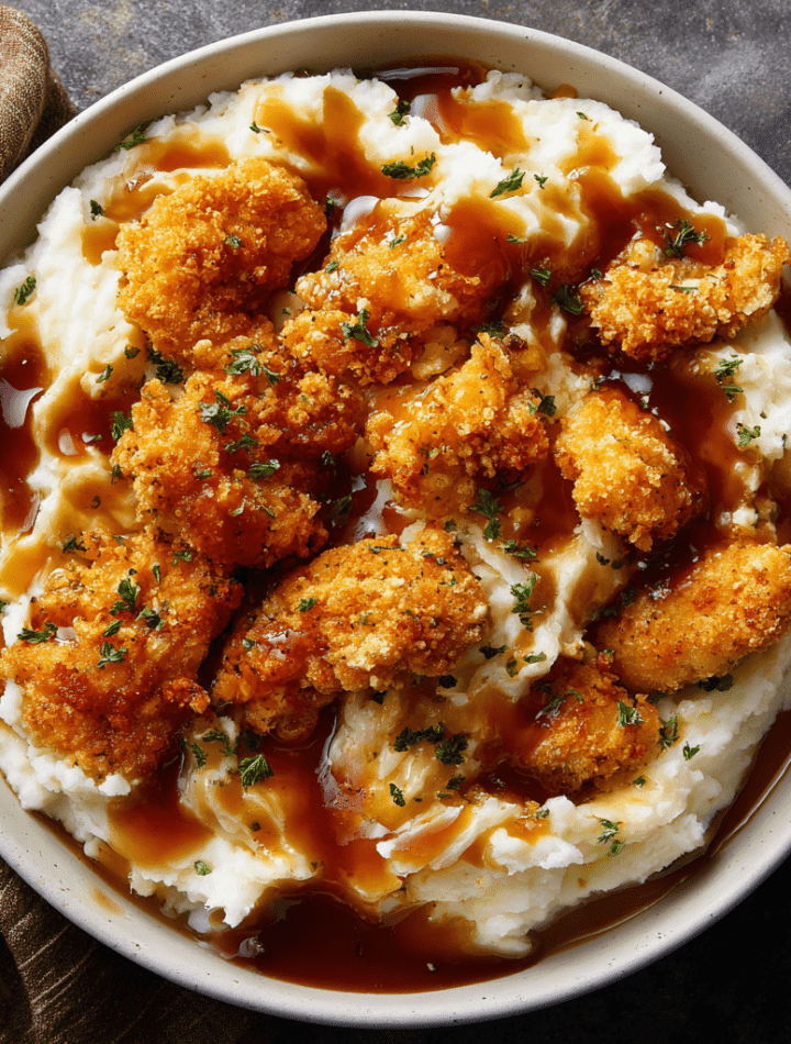Crispy Chicken with Gravy-Mashed Potato Bowls
