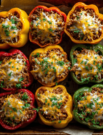 Stuffed Bell Peppers with Ground Beef and Brown Rice