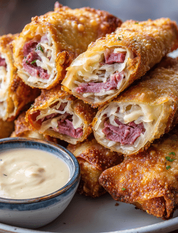 Corned Beef Egg Rolls with Mustard Dip