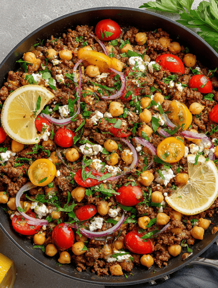 Mediterranean Beef & Chickpea Skillet