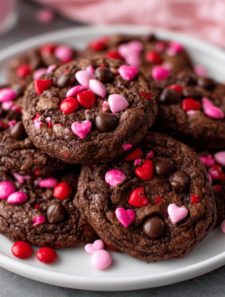 Valentine’s Chocolate M&M Cookies