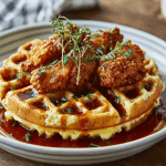 Savory Chicken and Waffles with Maple Hot Sauce