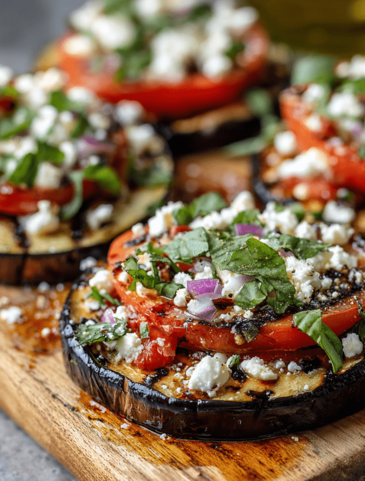 Grilled Eggplant with Tomato and Feta