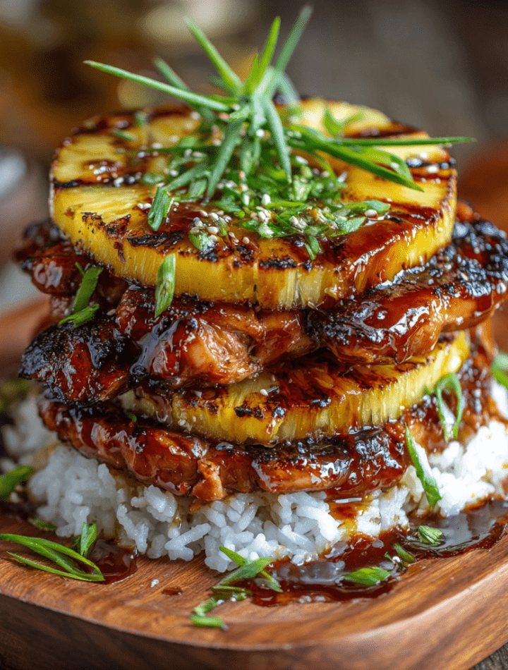 Hawaiian Huli Huli Chicken Stack