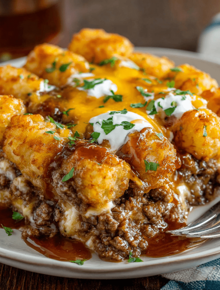 Cheesy Beef Tater Tot Casserole