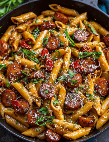 Garlic Sausage Pasta Skillet
