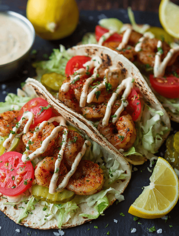 Cajun Shrimp Tacos with Creamy Remoulade