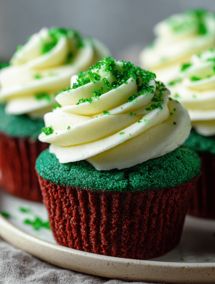 Green Velvet Cupcakes with Cream Cheese Frosting