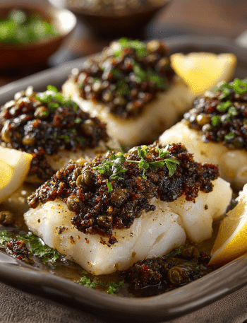 Baked Cod with Olive Tapenade