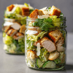 Grilled Chicken Caesar Mason Jar Salads