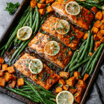 Garlic Butter Salmon with Roasted Sweet Potato